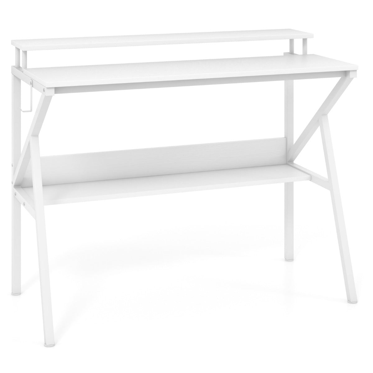 Skrivbord – med monitorställ Litet datortabell PC hylla – 100 x 50 cm – Vit