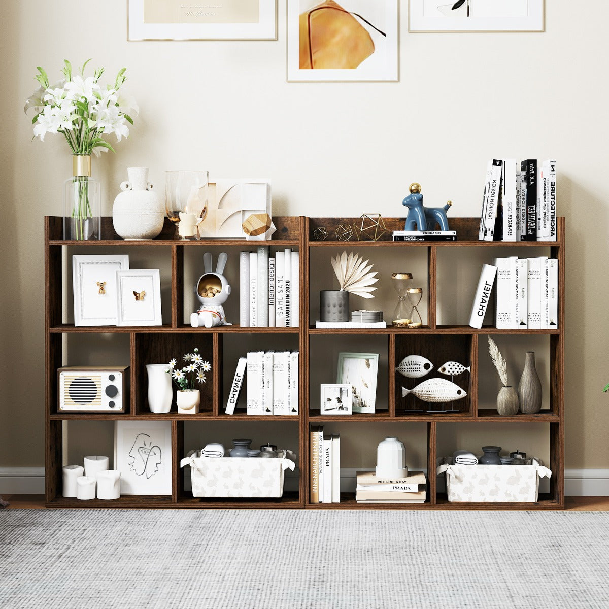 Bokhylla – med kuber Ställhylla Kubhylla Förvaringshylla – 7 80 x 20 x 90 cm – Kaffe