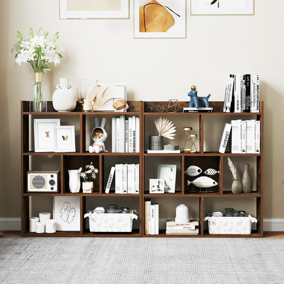 Bokhylla – med kuber Ställhylla Kubhylla Förvaringshylla – 7 80 x 20 x 90 cm – Kaffe