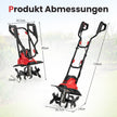 Elektrisk – motorhacka 1200W | Arbetsbredd Arbetsdjup varv/min hopfällbar trädgårdshacka – 36 cm 22 cm 380 36,5 x 24 x 138 cm – Röd