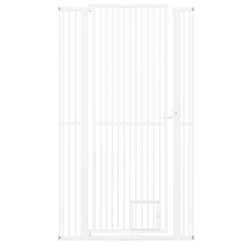 Hög – djurbarriär Metall säkerhetsgaller med förlängningssatser Utan borrning – 2 77-104 cm x 171 cm – Vit