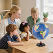 Upplyst – glob med träbas Pedagogisk/geografisk Världskula – Ø 30 cm – Blå