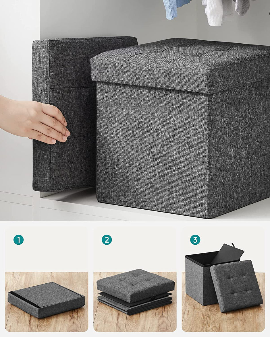 Sittpall med förvaringsutrymme - Platsbesparande - Mörkgrå