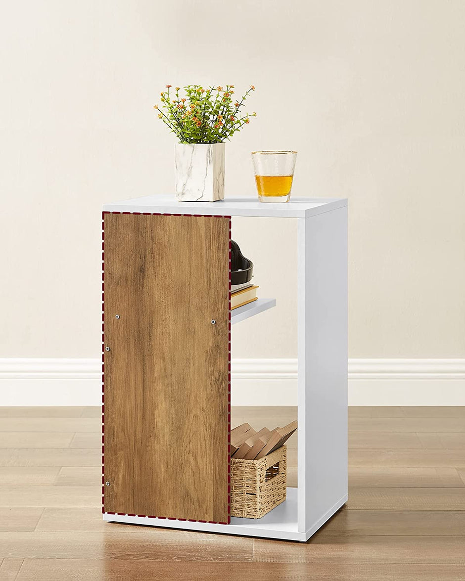 Sidobord – Modern design med förvaringsutrymme – Brunvit