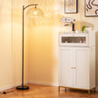 Golvlampa – med hängande lampskärm och fotströmbrytare E27 sockel – 160 cm – Svart