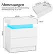 Nattduksbord – med LED lampor nattkommod lådor modern sidobord – 2 – Vit