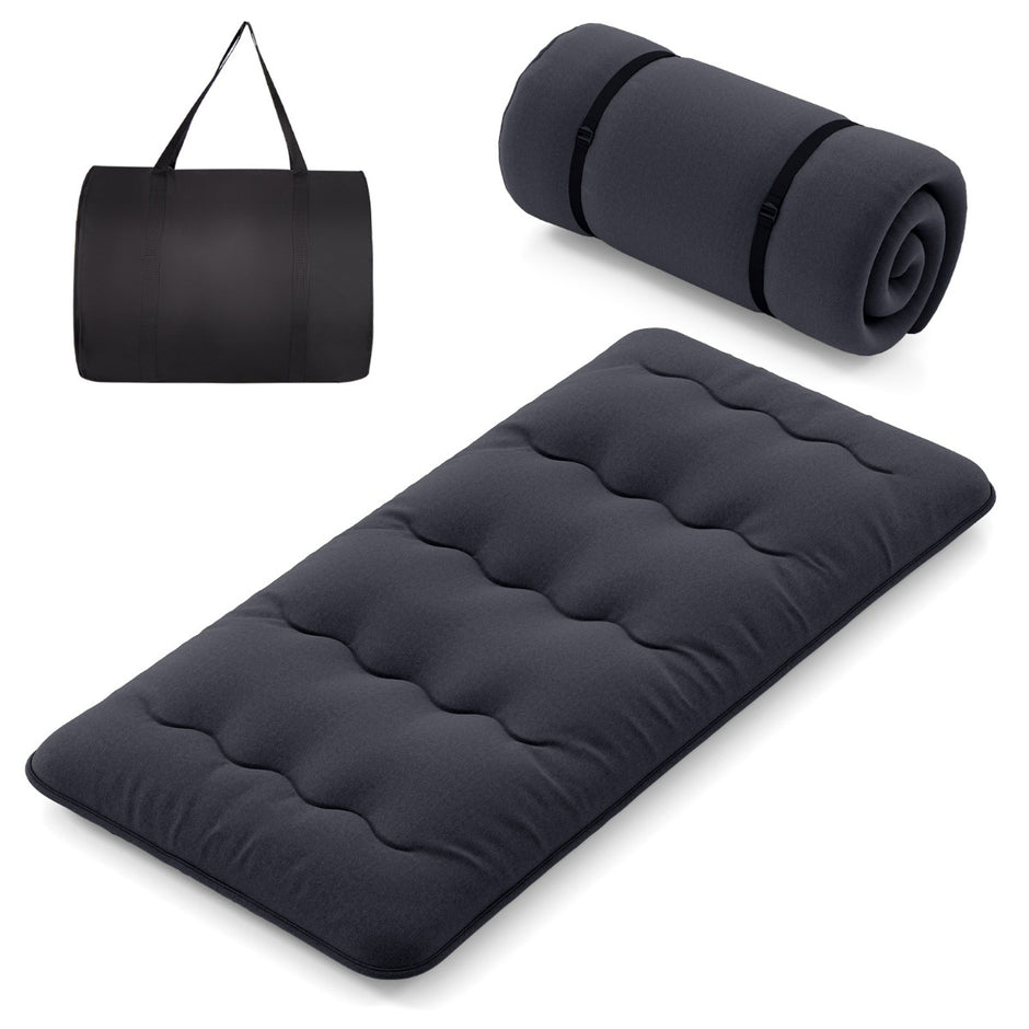 Japansk – futonmadrass med tvättbart överdrag och bärväska Tatami matta – 90 x 200 cm – Svart