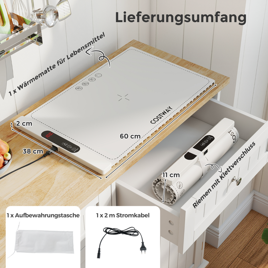 Elektrisk – värmematta silikon för livsmedel rullbar värmeplatta temperaturinställningar från 50℃ 100℃ ( ) – 6 – Vit