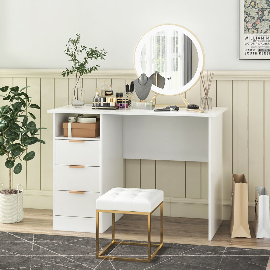 Skrivbord – med lådor och laddstation datorbord modern kontorsbord – 3 – Vit