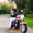 6V – barnmotorcykel med justerbar strålkastare och ljud Trehjulig elmotorcykel – Ljusrosa