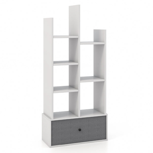 vånings – öppen bokhylla med låda – 7 53 x 24 x 118 cm – Vit