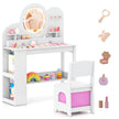 Barnsminkbord – med belysning Prinsessans frisörbord och stolsset lådor Vitt – 2 – Vit