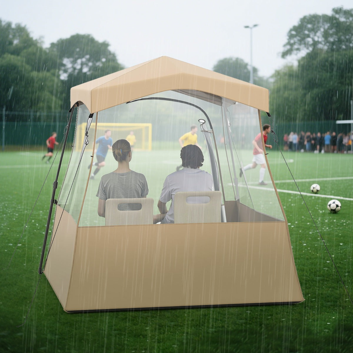 Genomskinligt – pop up sporttält, transparent campingtält, utomhus allvädersskydd med bärväska, – 160 x 160 x 176 cm – Brun