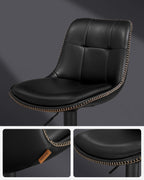 Barstol - uppsättning av 2 - med ryggstöd - bläck svart