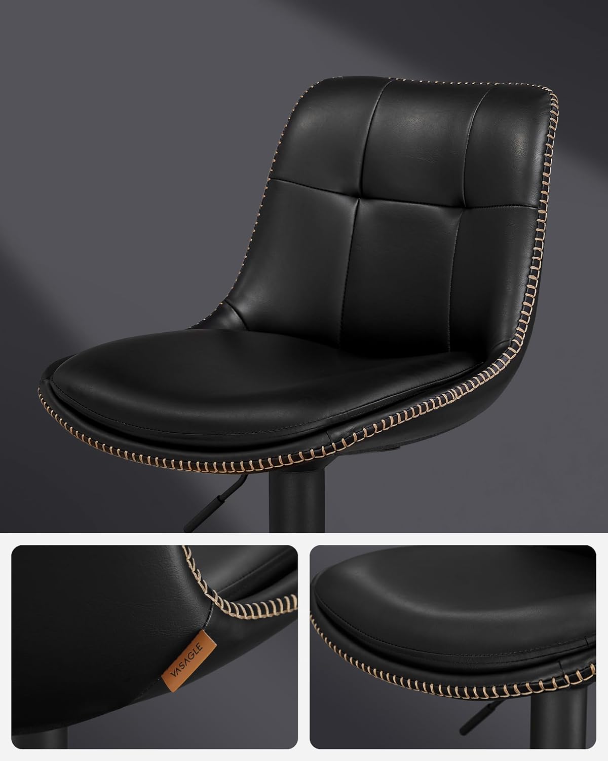 Barstol - uppsättning av 2 - med ryggstöd - bläck svart