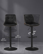 Barstol - uppsättning av 2 - med ryggstöd - bläck svart