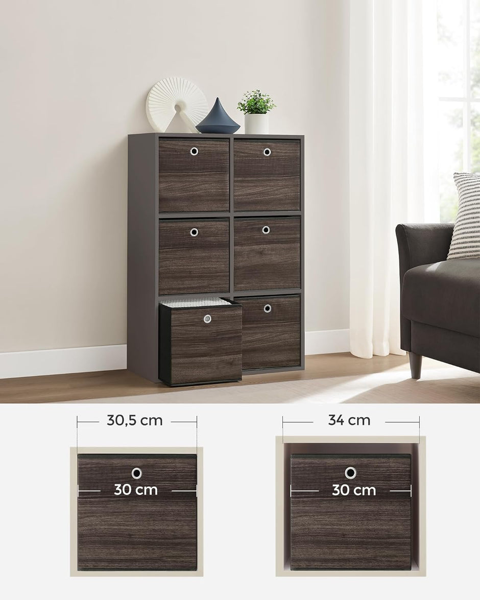 Förvaringsboxar – Hopfällbar design – Set om 6 – Mörkbrun