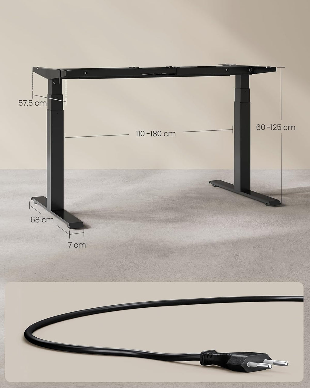 Höjd -justerbar skrivbord - med minnesfunktion - med hjul