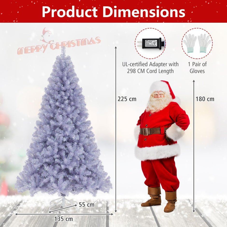 Konstgjord – julgran med belysning varmvita LED lampor Violett – 225 cm – Lila