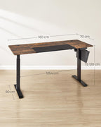Höjdjusterbar skrivbord - 70 x 160 cm