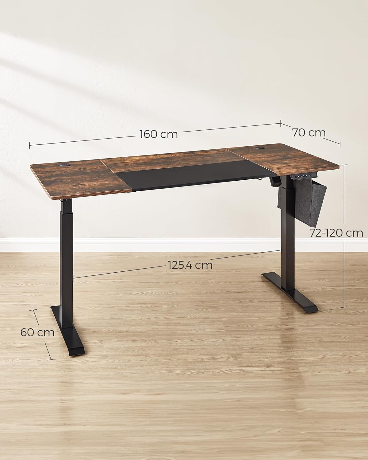 Höjdjusterbar skrivbord - 70 x 160 cm