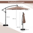 Parasoll – med LED belysning lägen sidoparassol sandsäckar och vev lutningsvinkel justerbar – 9 300 cm – Brun