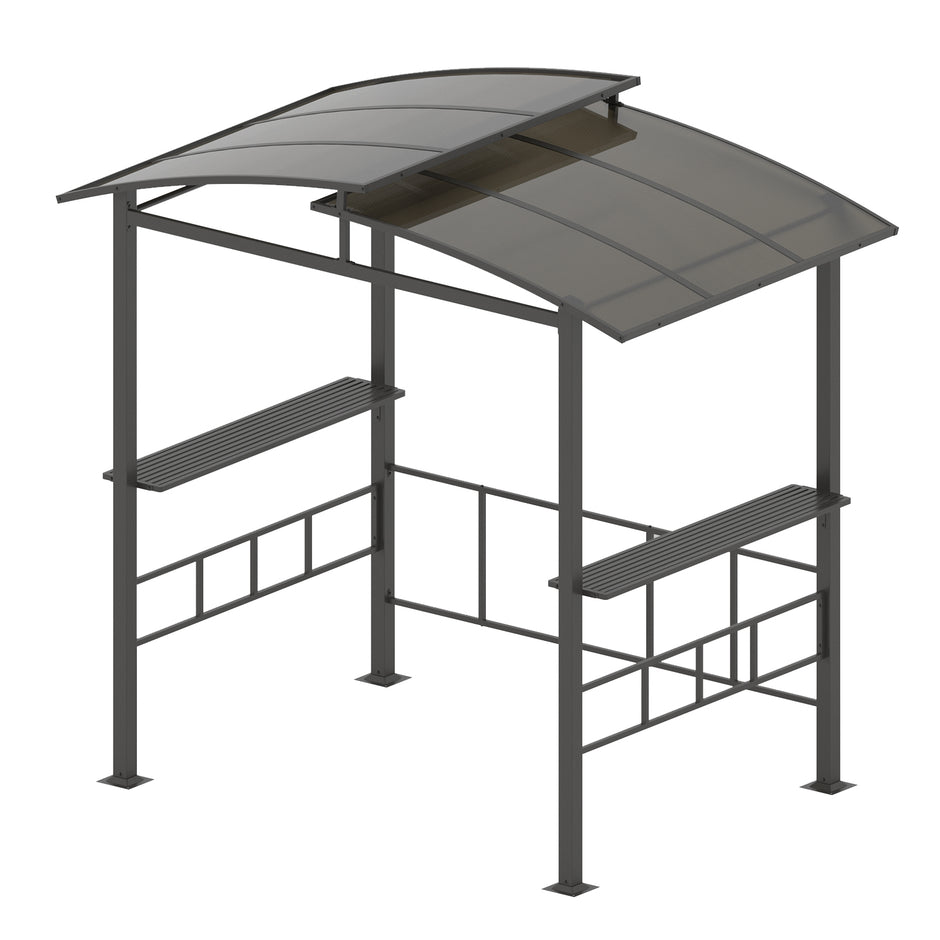 Grillpaviljong – Utomhus Grillöverbyggnad med Sidobord för Trädgårdspaviljong metall – 248 x 150 x 232 cm – Svart