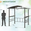 Grillpaviljong – Utomhus Grillöverbyggnad med Sidobord för Trädgårdspaviljong metall – 248 x 150 x 232 cm – Svart