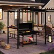 Grillpaviljong – Utomhus Grillöverbyggnad med Sidobord för Trädgårdspaviljong metall – 248 x 150 x 232 cm – Svart
