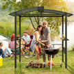 Grillpaviljong – Utomhus Grillöverbyggnad med Sidobord för Trädgårdspaviljong metall – 248 x 150 x 232 cm – Svart