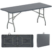 Trädgårdsbord – Campingbord hopfällbart Fällbord med HDPE bordsskiva och bärhandtag – 180 x 74 cm – Grå