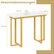 Konsolbord – smalt modernt entrébord med marmorutseende – 107 x 40 x 79,5 cm – Guld