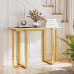Konsolbord – smalt modernt entrébord med marmorutseende – 107 x 40 x 79,5 cm – Guld