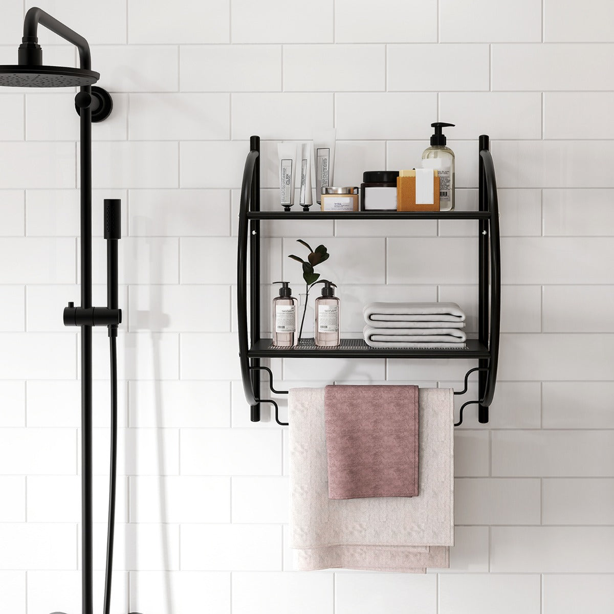 Handdukshängare – Badrum Metall – 45 x 25,5 x 55 cm – Svart