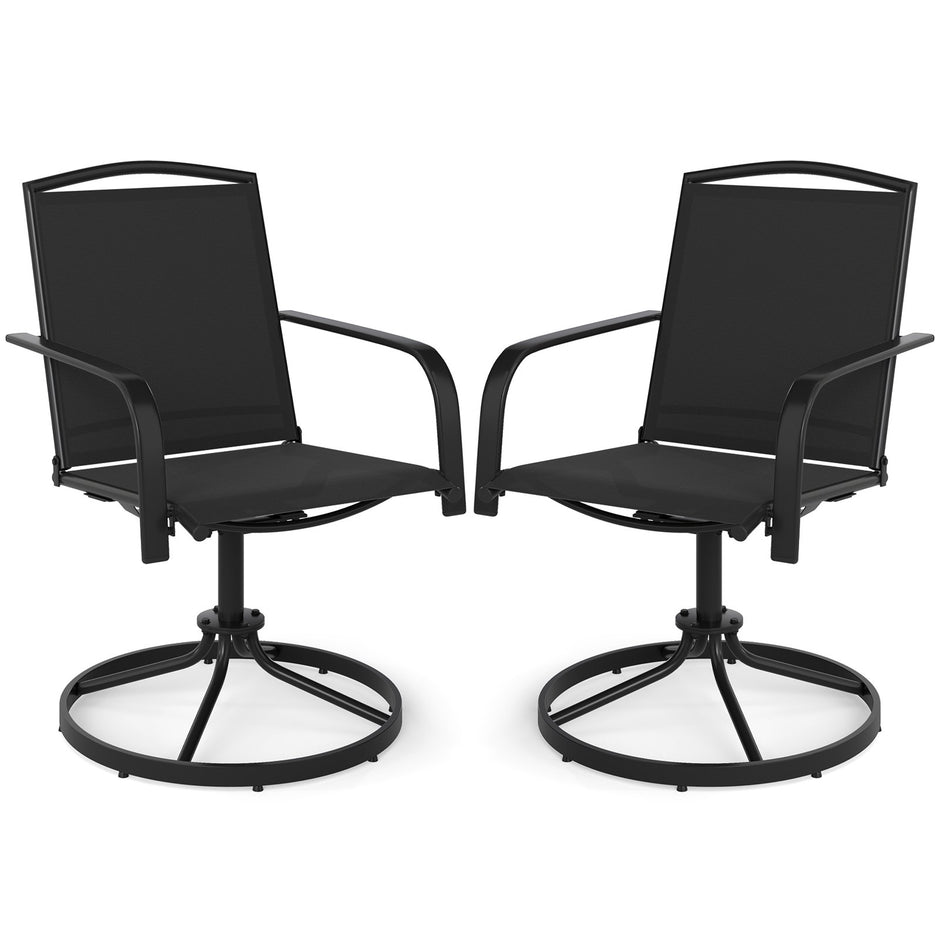 pack – 360° svängbara trädgårdsstolar med snabbtorkande tyg, terrassstolar i – 2 – Svart