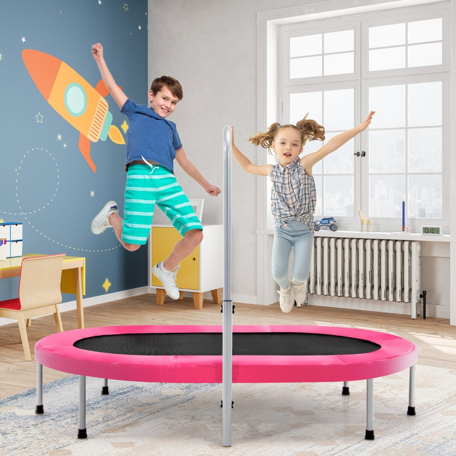 personer – trampolin med höj och sänkbart handtag mini – 2 154 x 90 x 92-132 cm – Rosa