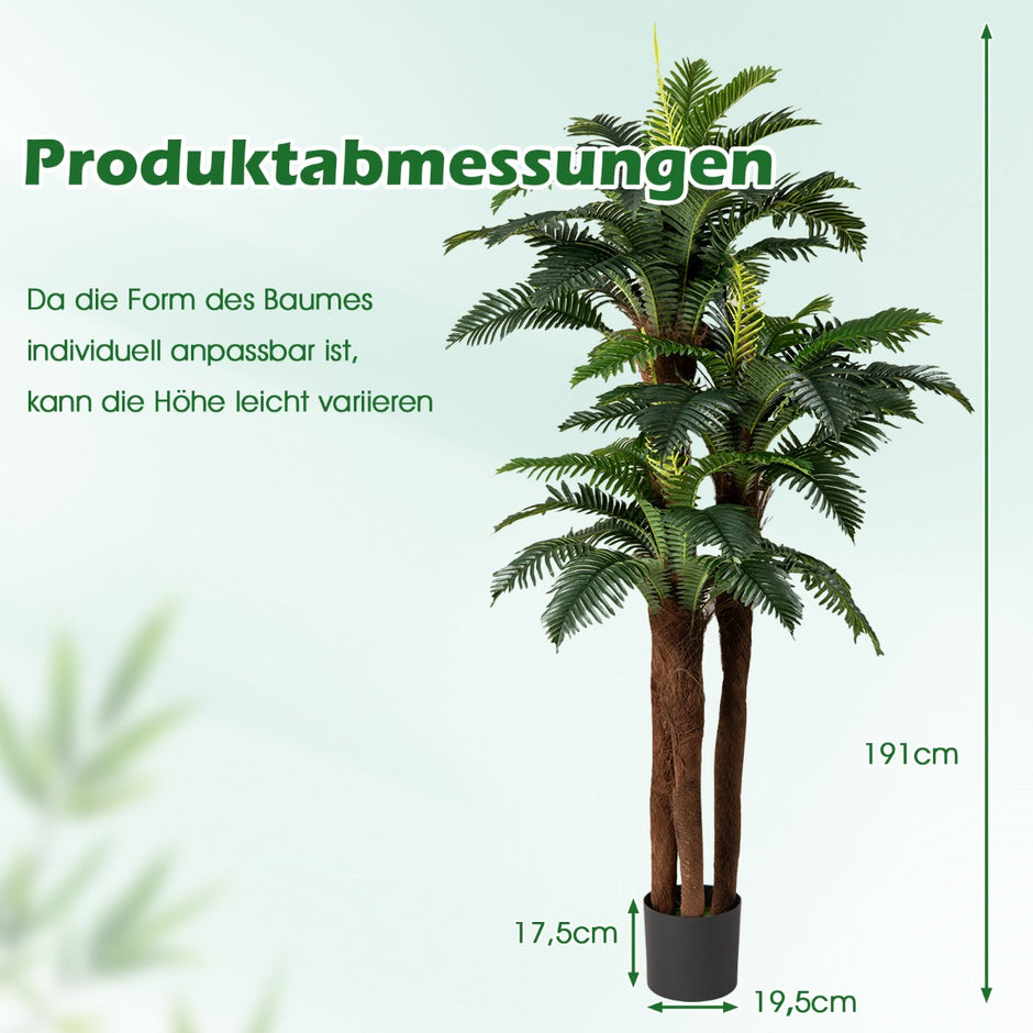 pack – Konstgjorda palmer med justerbara blad och äkta stammar mossa inomhusväxt – 2 3 – Grön