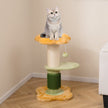 Blommig – kattklätterträd med vadderad plyschsits Litet Gult – 69 cm – Gul