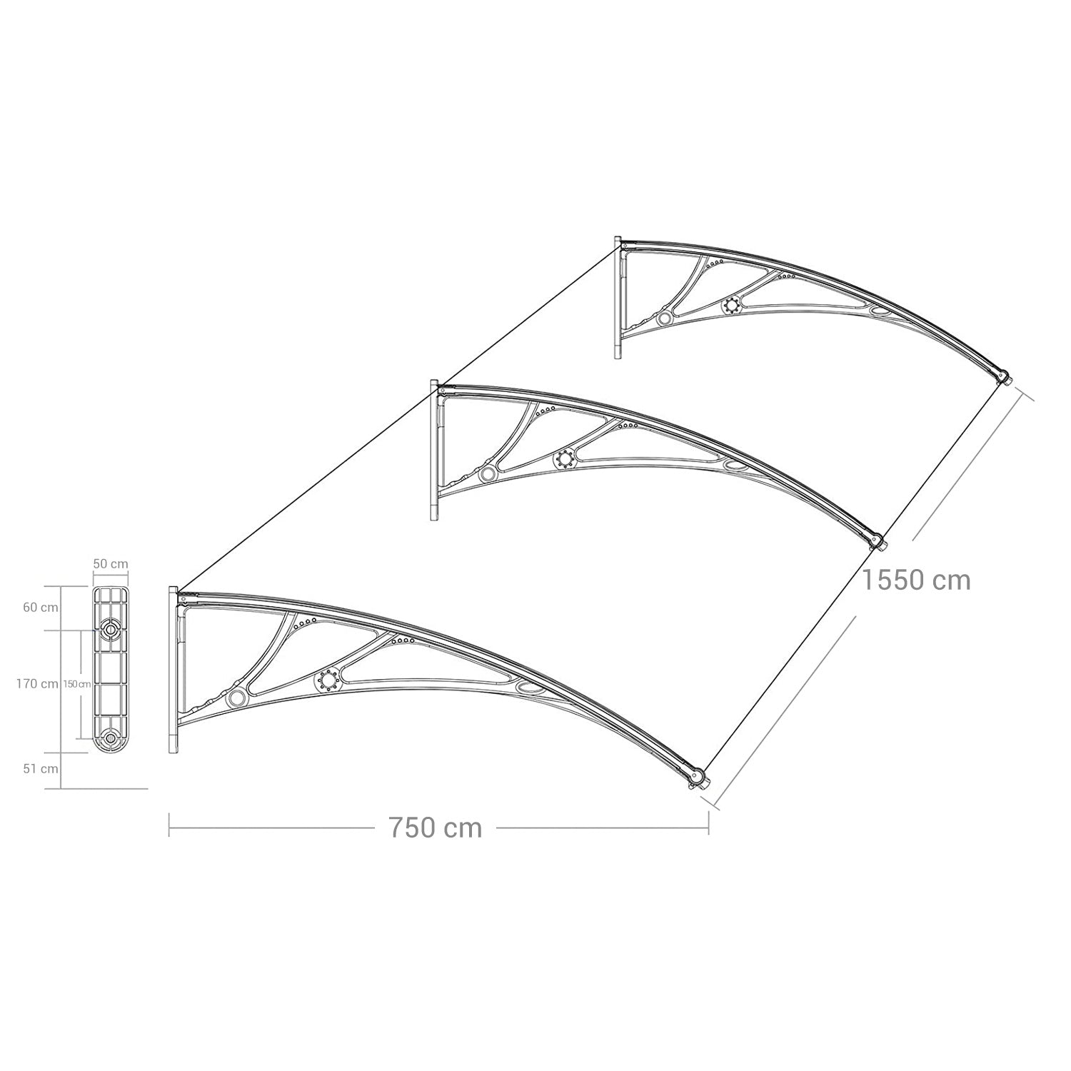Bingakin - 155 × 96 cm - Transparent grå