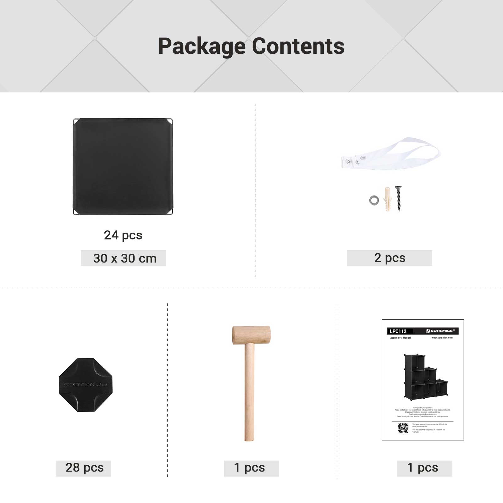 Förvaringsställ – 6 fack – plast – halvtransparent vit