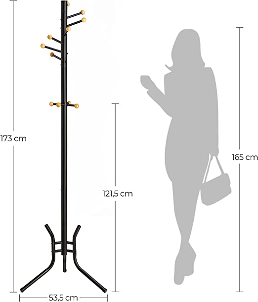 Coat Rack - Klädstativ - 11 bollkrokar - Van Staal - 53,5 x 53,5 x 173 cm