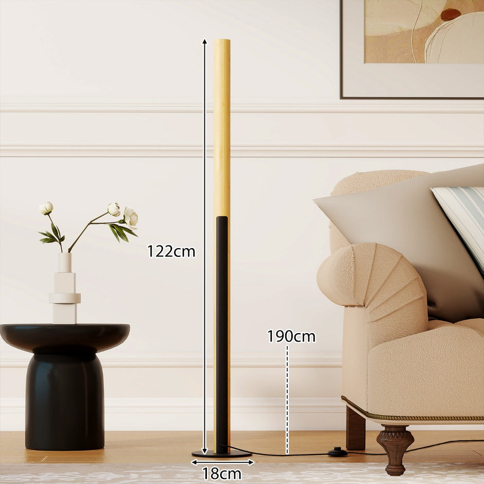 Bambu – Golvlampa dämpbar LED Hörnlampa med Fotsviktare 3000K upp till 6000K – 122 cm – Natur