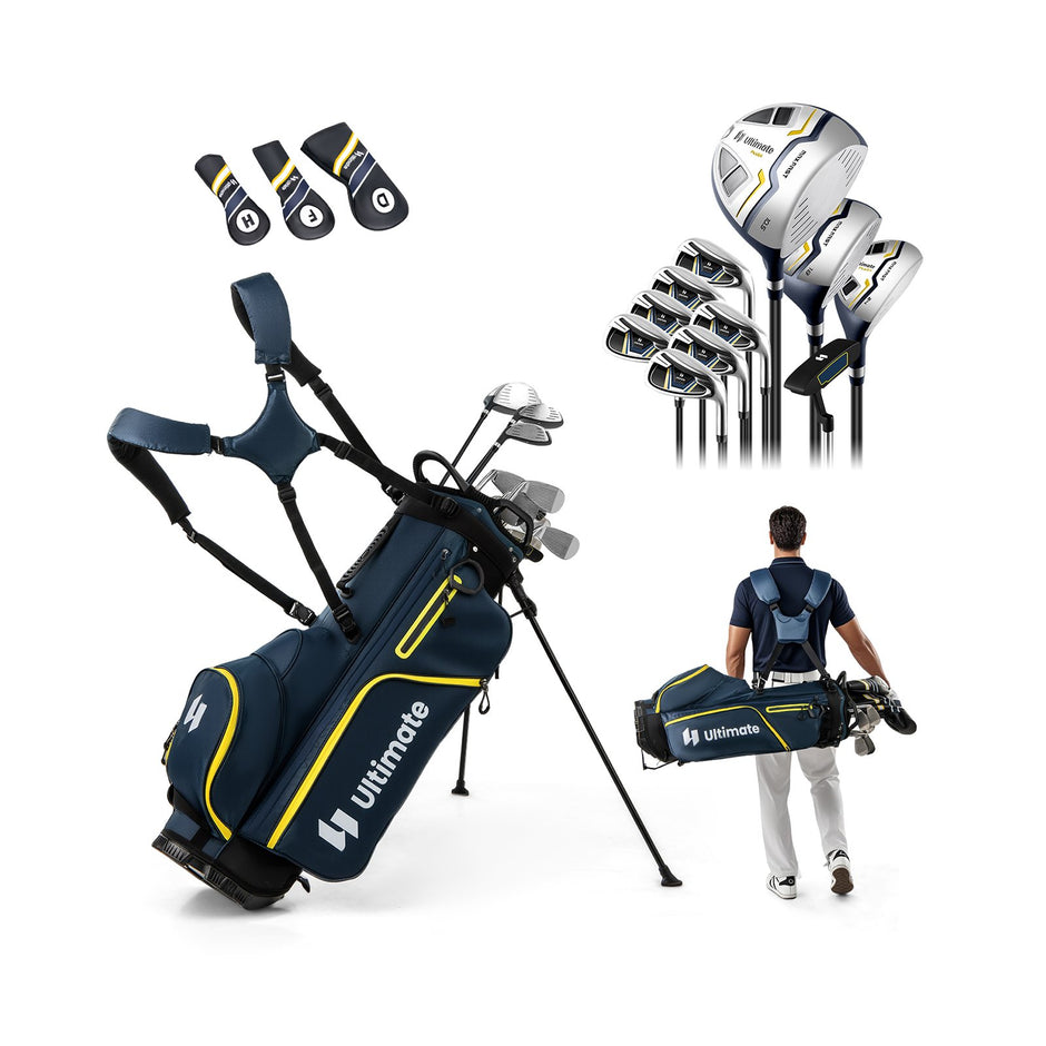 delat – komplett golfklubbsset med golfbag och regnskydd – 15 – Gul