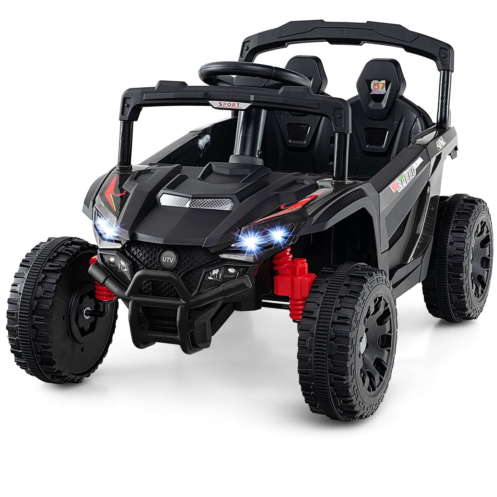 Barn – 12V elbil med fjärrkontroll Elektrisk UTV lastbil – Svart