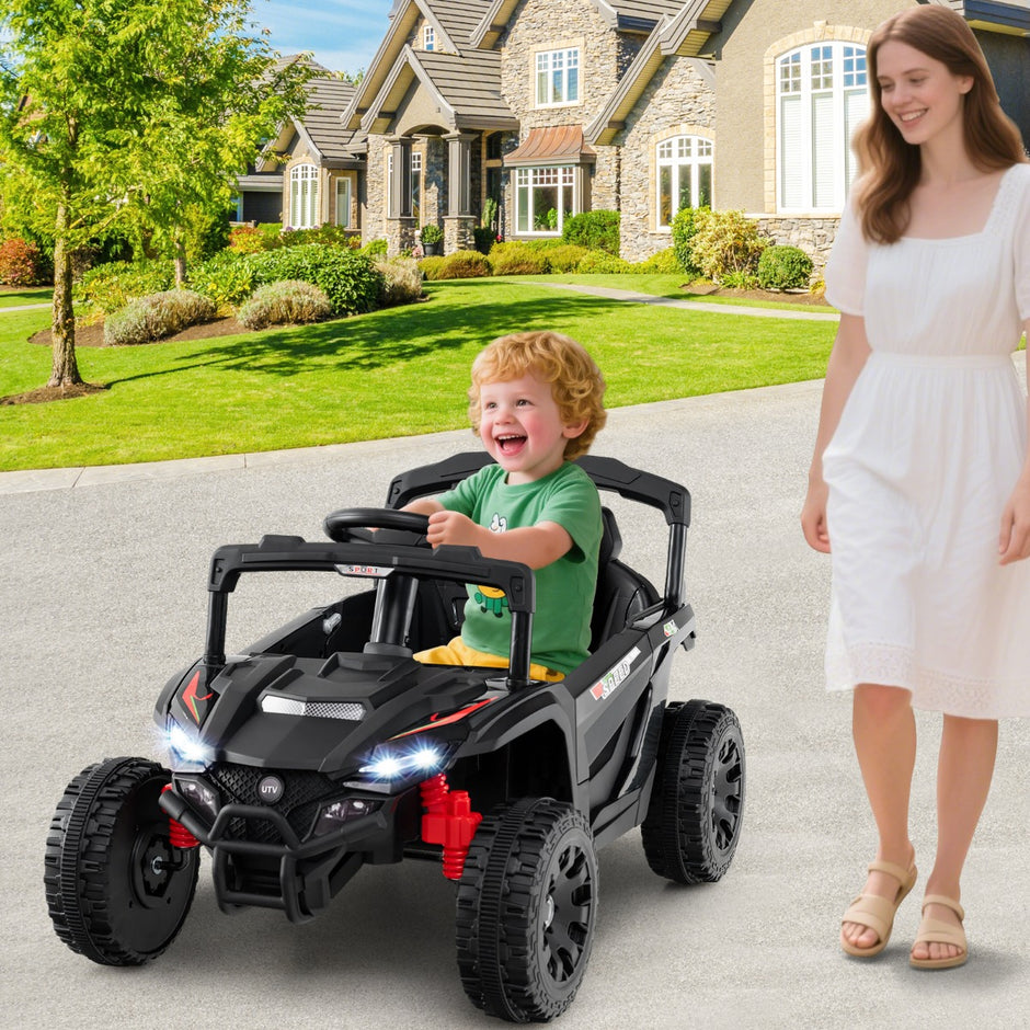 Barn – 12V elbil med fjärrkontroll Elektrisk UTV lastbil – Svart