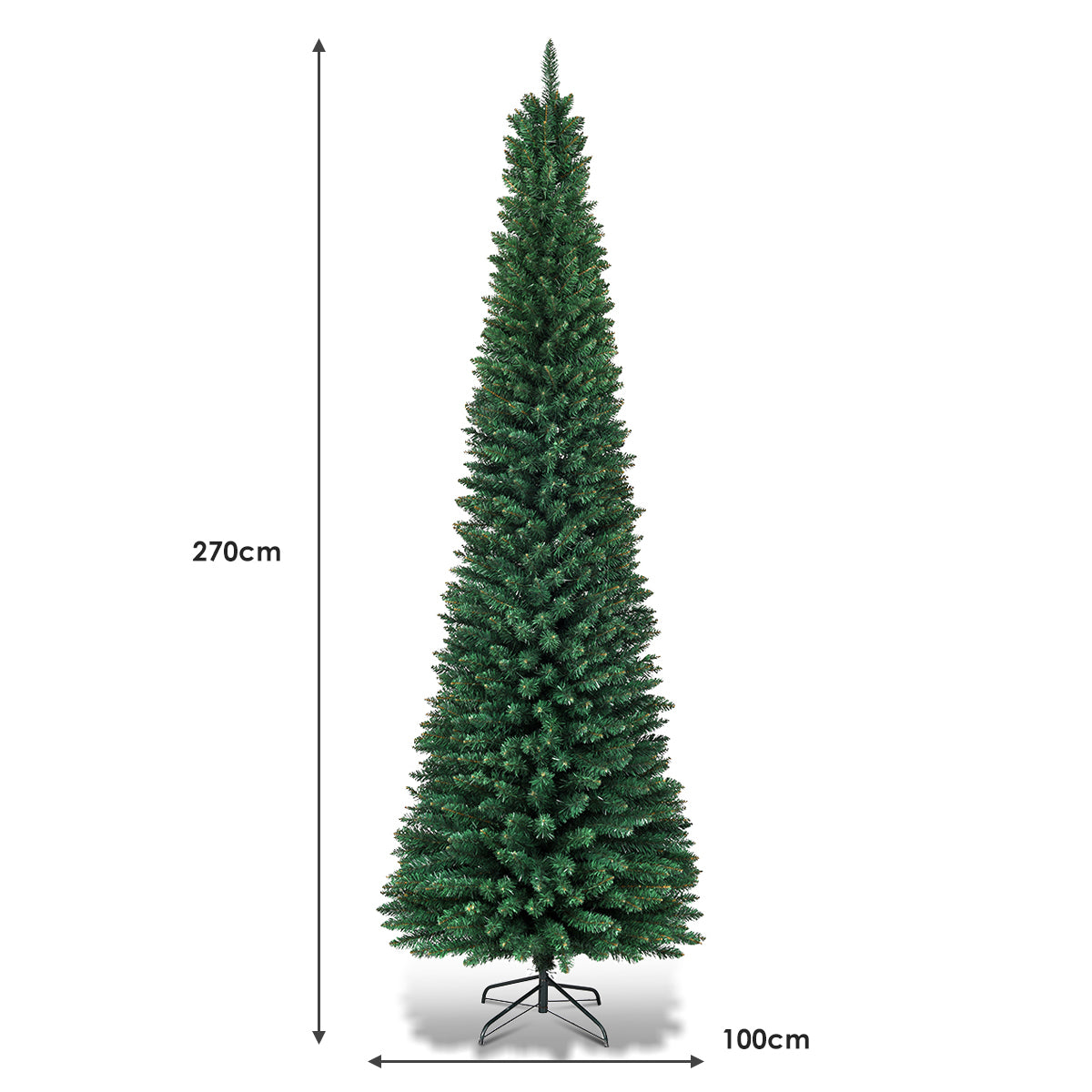 Blyertstift – julgran konstgjord med metallställning – 270 cm – Grön