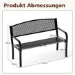 Trädgårdsbänk – Metall Väderbeständig Sittbänk för Personer Balkongbänk med Armstöd – 2 128 x 60 x 86 cm – Svart