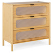 Kommodeskåp – med lådor, sidobord i bambu och härdat glas, – 3 80 x 40 x 78,5 cm – Natur