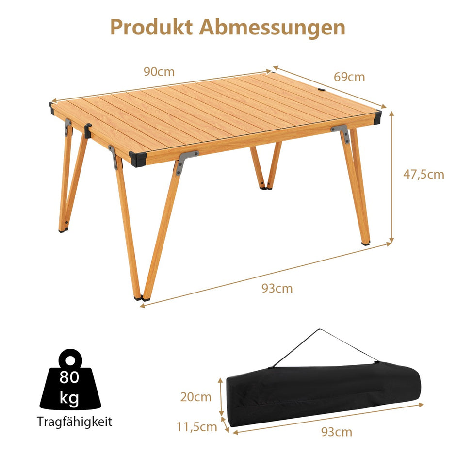 Campingbord – med vattentålig bordsskiva och bärväska picknickbord utomhusbord – Brun