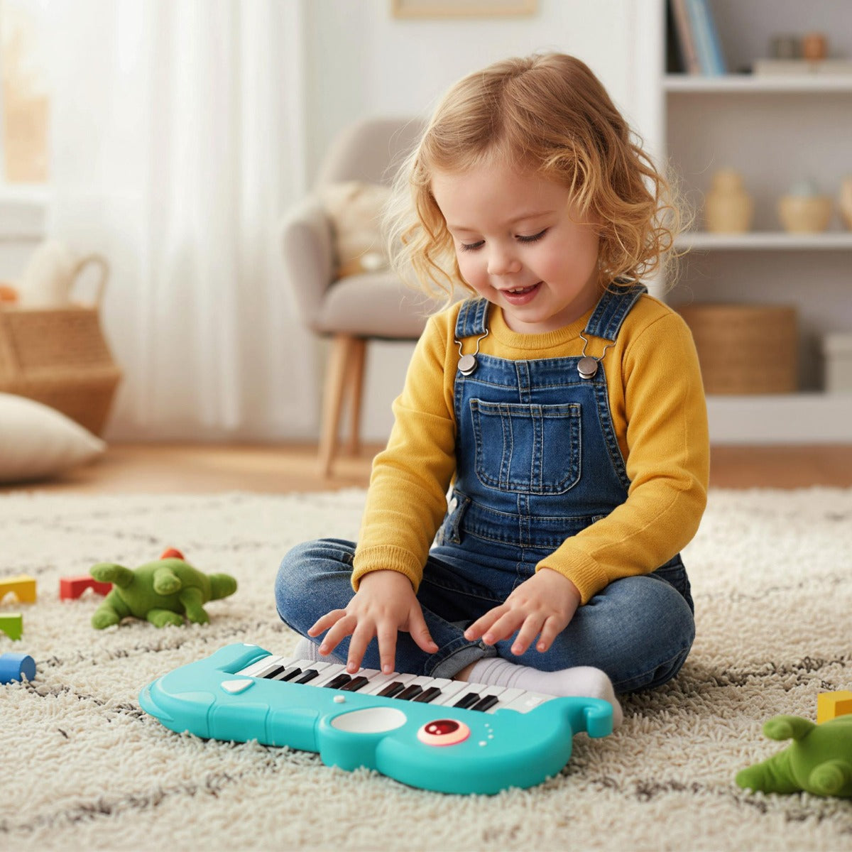 tangent – barn digitalpiano med inbyggd musik och ljus elektronisk – 25 – Blå